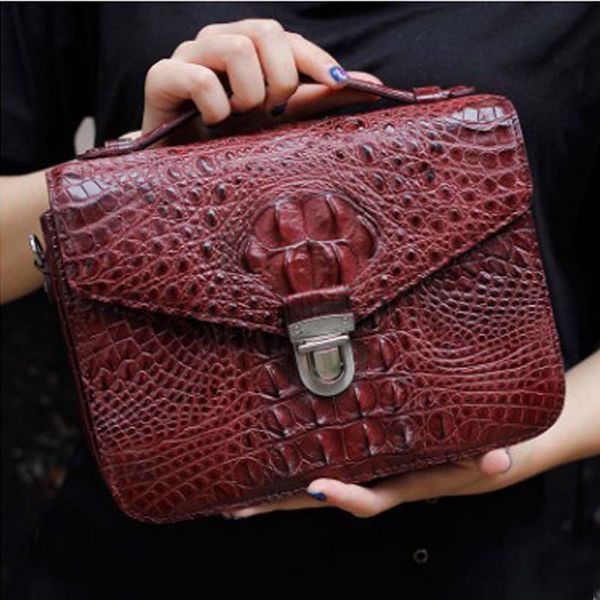 

true crocodile female single shoulder bag genuine leather aslant the organ handbag women handbag