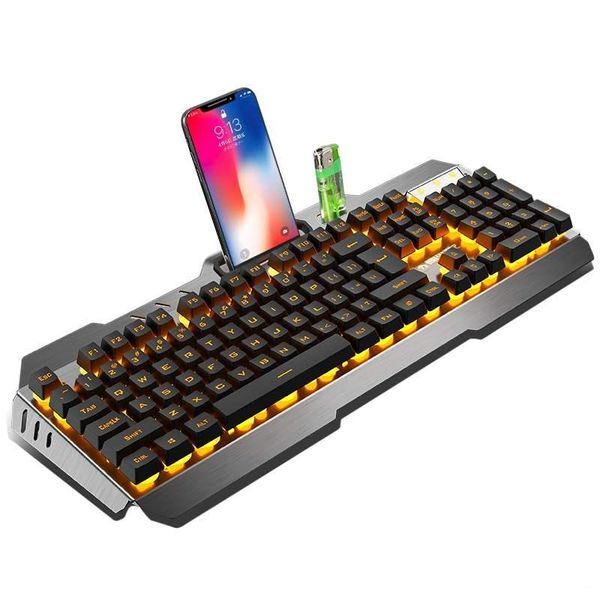 

metal backlit gaming keyboard usb wired optical gamer for deskilluminating breathing keys metal stand and phone holder with wrist rest