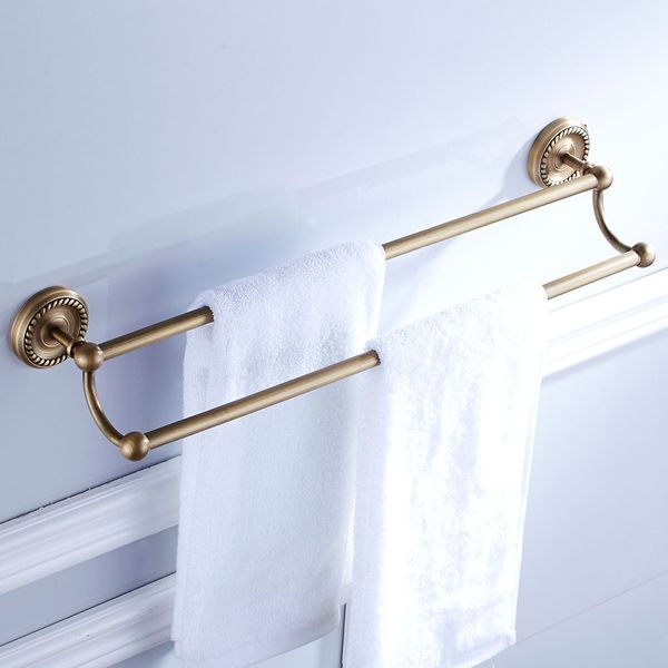 

1pc bathroom 615mm double towel rails holder bars rack brass wall mounted
