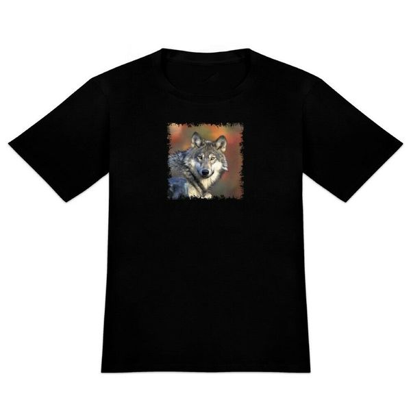 

gray wolf with fall background mens novelty t-shirt sportswear tee shirt