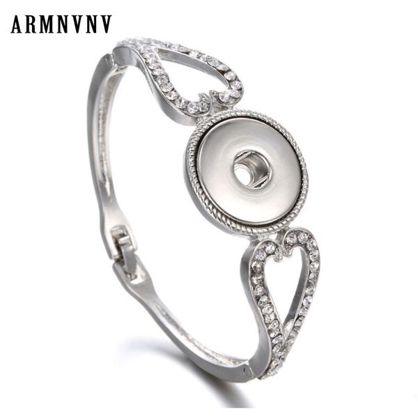 

bangle armnvnv fashion beauty rhinestone hearts metal charm snap jewelry fit 18mm buttons, Black