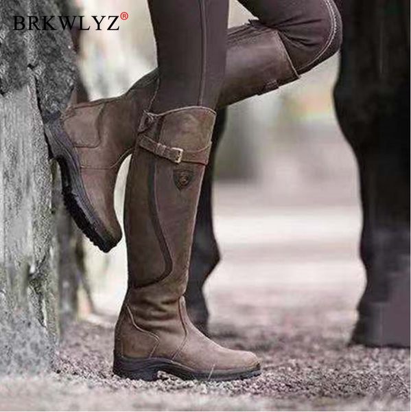 

2020 fashion women boots winter over the knee heels quality suede long comfort square botines mujer thigh high boot botas mujer, Black