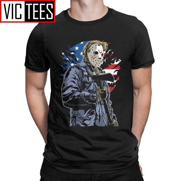 

men's t-shirts american horror cotton tee shirt short sleeve movie scary friday the 13th jason voorhees freddy men t shirts