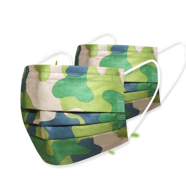 

print camouflage non woven designer mask disposable protective 3ply ear loop face mouth mask 3 layers dustproof pm2.5 dha129