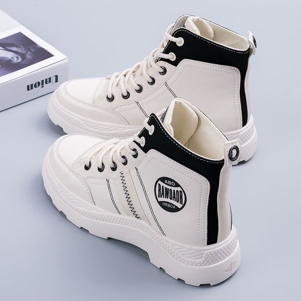 

autumn winter 2020 women ankle boots platform shoes woman riding equestrian high fashion sneakers lace-up platform boots, Black