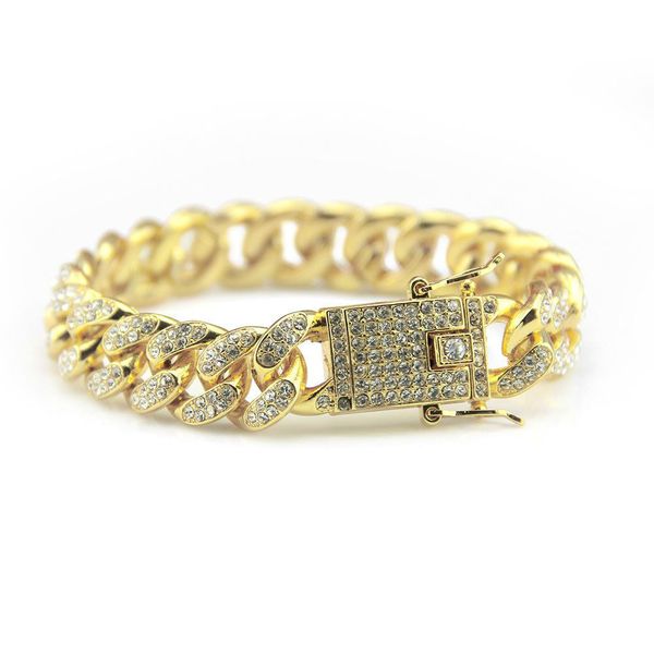 

мода gold полностью iced out hip hop кристалл браслет mens браслет кубинского метанию сымитированный bling стразы браслеты, Golden;silver