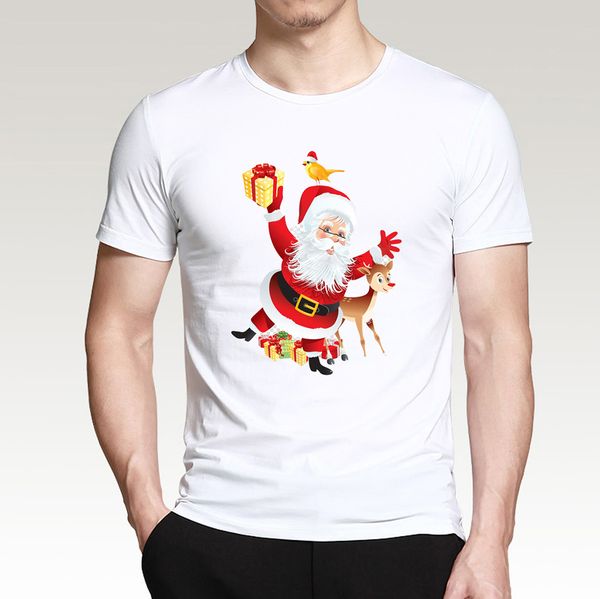 

santa claus gift t shirt merry christmas couple male t shirts fashion crewnecks men's t-shirts casual 100% cotton sportswear