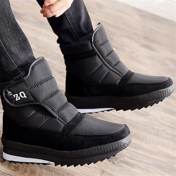

2020 new fashion platform men snow boots waterproof plus size 40-45 mens mid calf boots platform plush warm shoes winter black