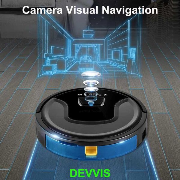 

camera visual+gyroscope navigation robot vacuum cleaner automatic for home with wifi app control,smart memory, water tank
