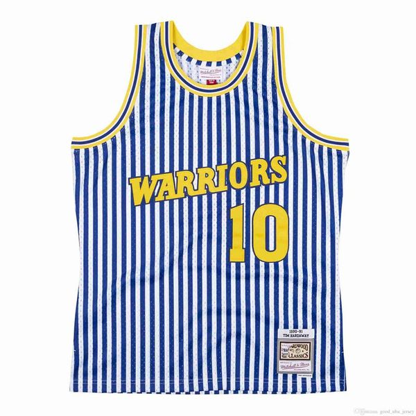 

men golden state warriors tim hardaway mitchell & ness navy alternate 1990-91 hardwoods classics striped swingman jersey, Black;red
