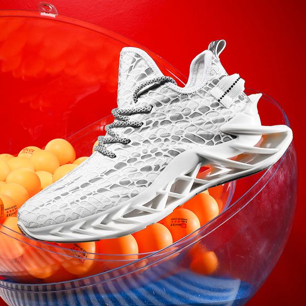 

luminous blade high elastic vibration slow shock men's shoes breathable fish screen flying weaving sports male reflective tide running