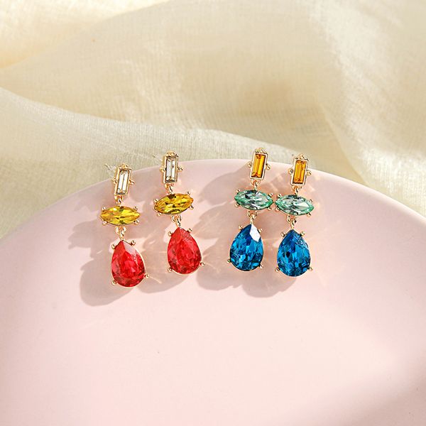 

trendy water drop earrings for women delicate blue green red geometric resin dangle earrings 2020 new fashion jewelry wholesale, Silver