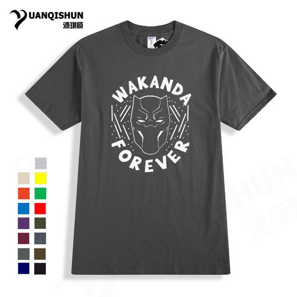 

black panther wakanda forever print man's t-shirt 2018 new fashion hip hop streetwear t shirt cotton harajuku t-shirts men
