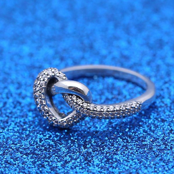 

925 sterling silver ring knotted сердце символ любви кристалл кольцо для женщин свадьба подарочные fine jewelry, Golden;silver
