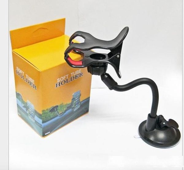 

2019 double clip car mount flexible universal long arm/neck 360Â° rotation windshield phone holder sleep holder for cell phones retail pack