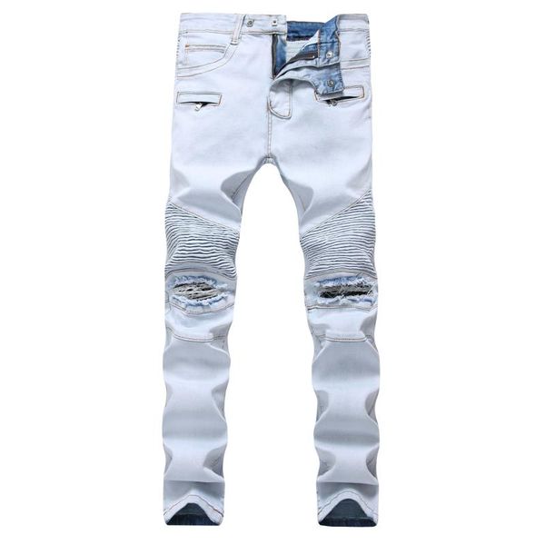 

hip hop denim jeans jogger runway jean cotton streetwear men skinny motorcycle jeans homme straight men brand fashion, Blue