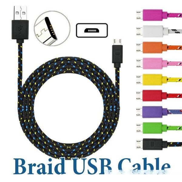 

micro usb cable note 10 s7 edge s6 high speed nylon braided cables charging sync data durable 3ft 6ft 10ft nylon woven cords for htc sony lg