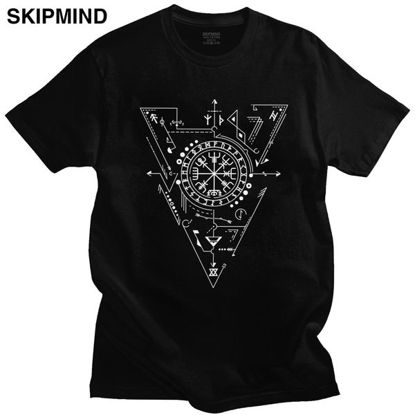 

urban fashion men t shirts vegvisir symbol short sleeve cotton tshirt o-neck print the viking compass norse pagan tee merch