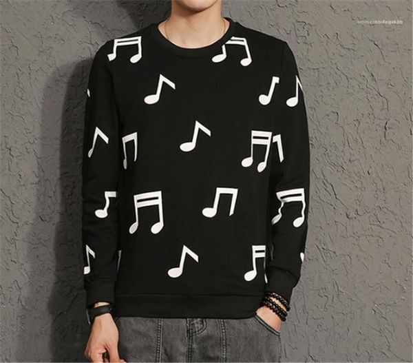 

sleeve sweatshirts for man loose man clothing mens designer musical symbols hoodies fashion contrast color long, Black