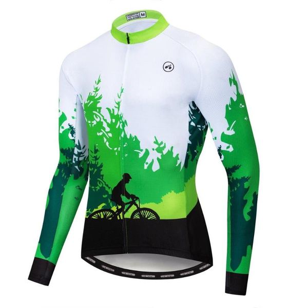 

racing jackets hirbgod 2021 green forest cycling jersey men long sleeve dh bike shirt breathable jacket ,mt078, Black;red