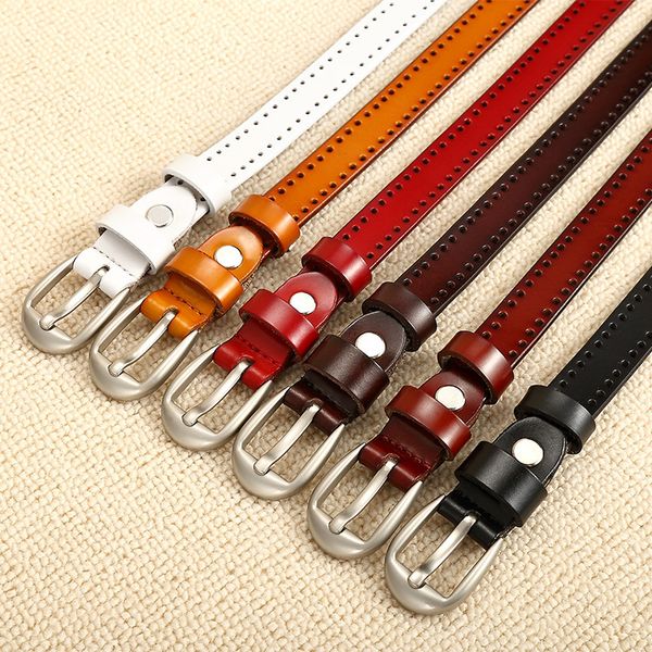 

factory direct sales womens leather belt hollow womens creative slender belt all-match fashion retro leather belt wholesale, Black;brown