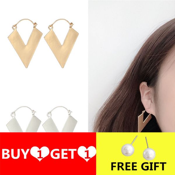 

simple triangle irregular pendant alloy earrings for women gold big earings pendientes mujer moda bijoux femme jewelry, Golden;silver