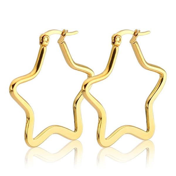

hoop & huggie fashion women star earrings 4 colors stainless steel, Golden;silver