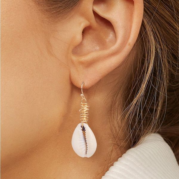 

fashion women natural shell drop earrings bohemian style wholesale party gifts dangle earrings handmade simple, Silver