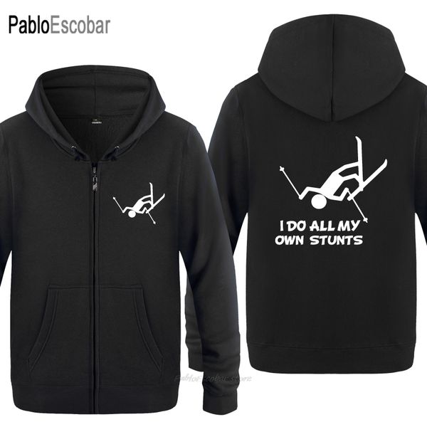 

i do all my own stunts - skiing hoodies men men's fleece zipper cardigans hooded sweatshirts