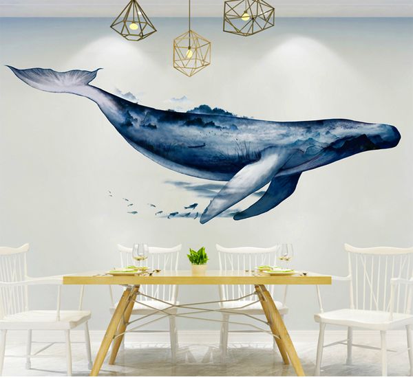 

3d warm living room tv background wall decoration wall paper underwater world fish self-adhesive 3d stereo wall painting room mural wallpape