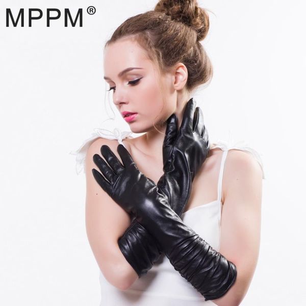

mppm подлинная овчины перчатки женщин высокого класса женщин кожаные перчатки женщина мода черная кожа зимняя real fur long, Blue;gray