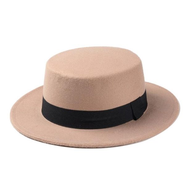 

stingy brim hats flat hat, ocaler women wide fedora fashion wool felt basin cap, Blue;gray