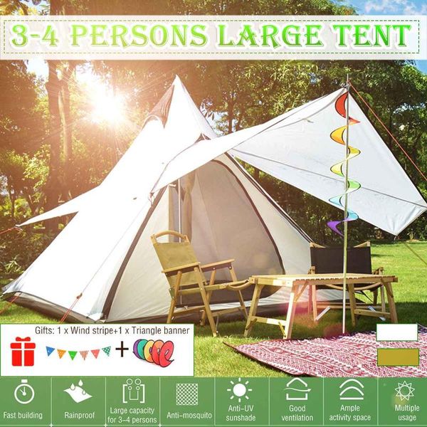 

outdoor tents for camping 4-persons camping tent waterproof family tent style pyramid tipi fishing hunting