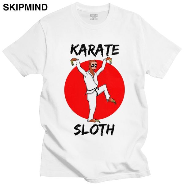 

funny karate sloth t shirt mens cotton short sleeve japanese martial art tee kung fu animal tshirt fitted clothing gift idea