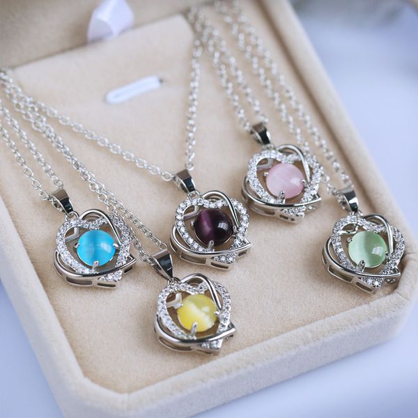 

pendant necklaces fashion and exquisite heart-shaped moonlight zircon necklace, Silver