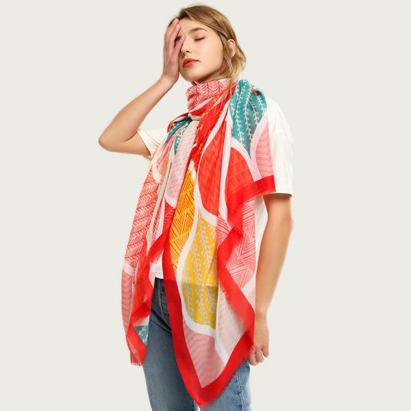 

scarves women large cotton head scarf forest leaves design pattern shawl wrap femal hijab [6718], Blue;gray