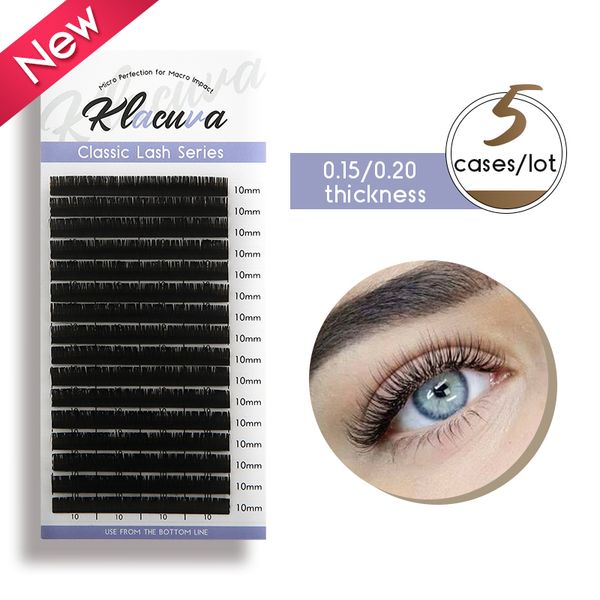 

klacuva 5boxes 0.15/0.20 eyelash extension 16rows faux mink individual eyelash natural classic lashes professional tools