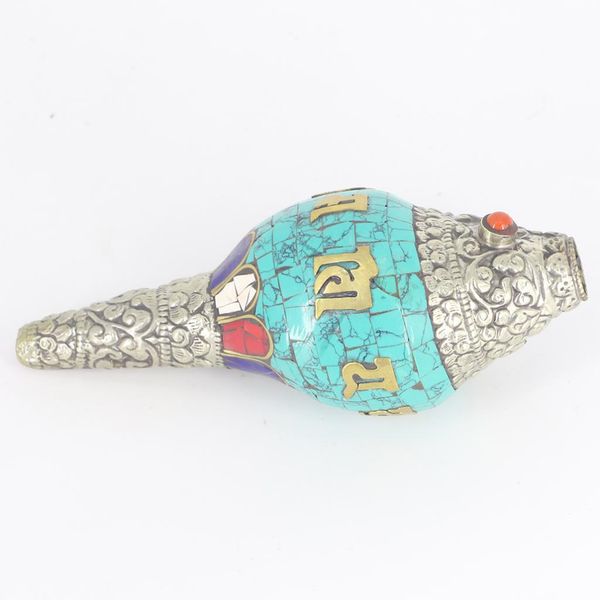 

tibetan silver buddhism hand-inlaid turquoise tibetan conch decor