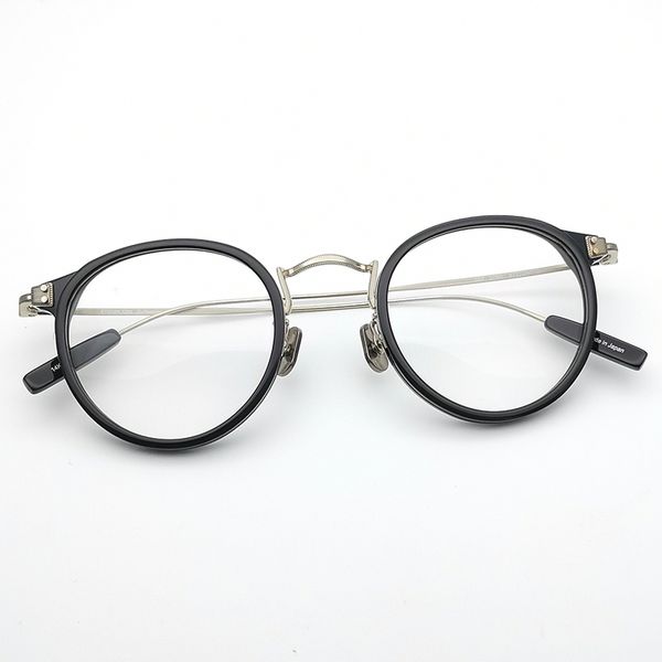 

2020 wholesale quality eyeglasses frames women men vintage silver titanium round small blue light glasses optical frame retro, Black