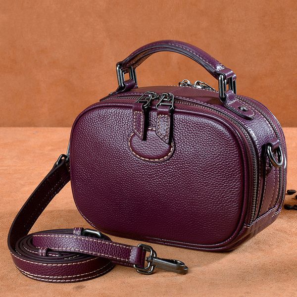 

2020 new style single shoulder slanting european and american fashion pure color lock small square bag real cow leather handbag