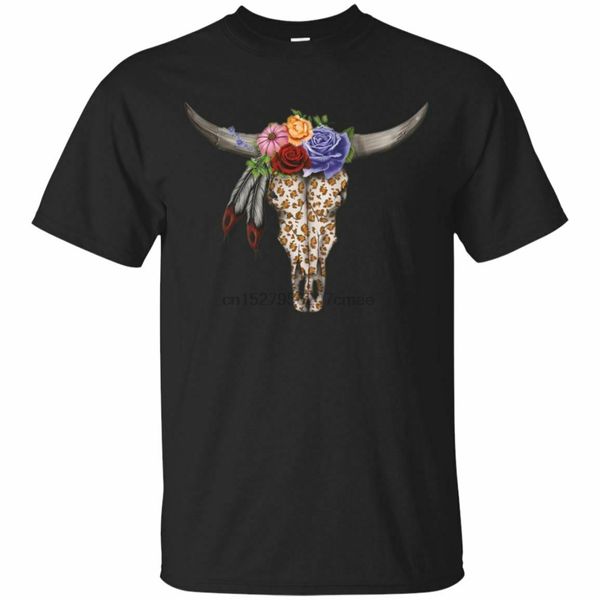 

men cow skull with flowers t-shirt floral dreamcatcher tribal bull clothes