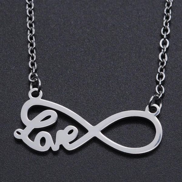 

love infinity stainless steel charm necklace for women accept oem order dainty steel necklaces dropshipping wholesale, Silver