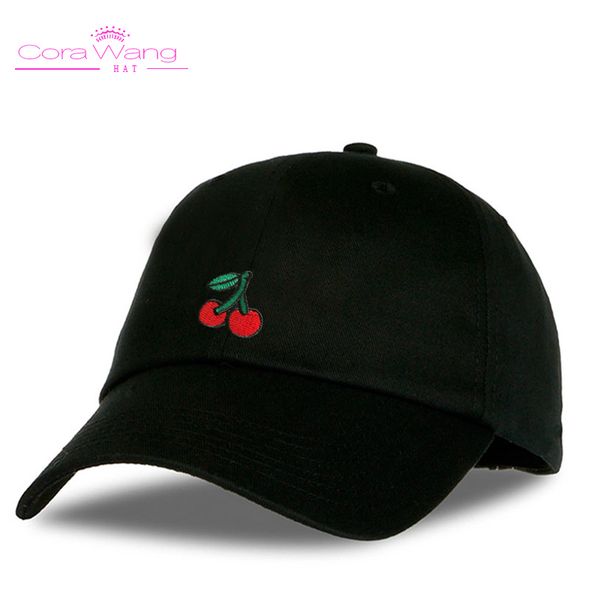 

cora wang dad hats for women's baseball cap soft cotton men snapback caps cherry embroidered fruits sun hat women, Blue;gray