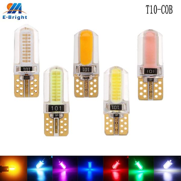

4x 20x 12v t10 w5w cob 18 smd silica led bulbs car reading width clearance door lights white blue red green amber pink ice blue
