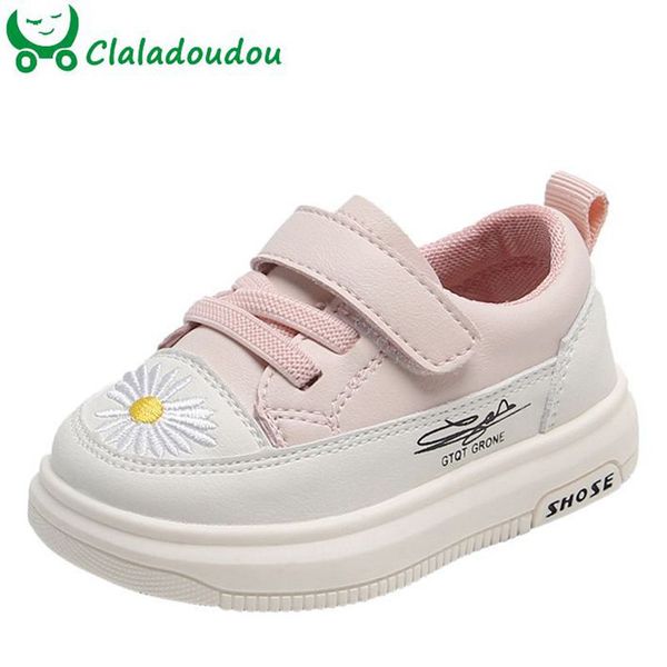 

12-15.5cm autumn new toddler girls boys flower sneakers pu leather proof-water baby first walkers for 0-1-2-3years kids shoes, Black