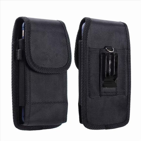 

portable solid black phone pouch fanny pack belt clip without carabiner hanging waist storage bag women mens outdoor phone bag