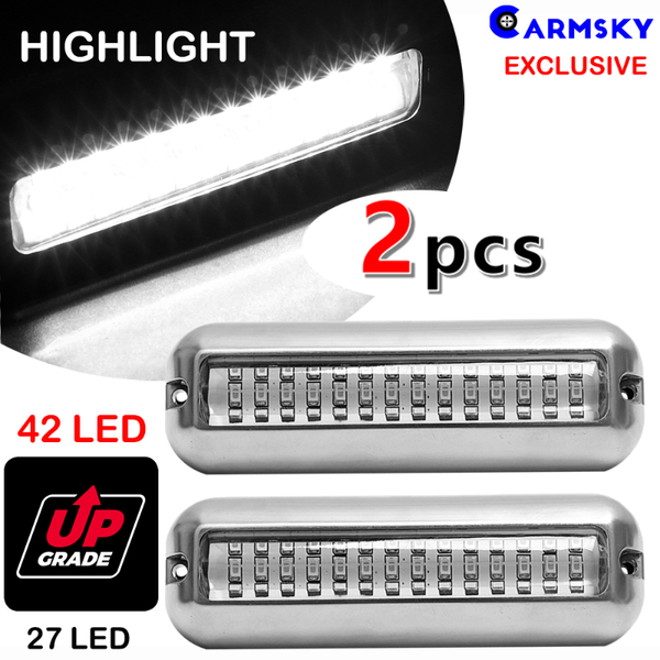 

2pcs white 42led stainless steel underwater transom pontoon drain boat lighting led lights