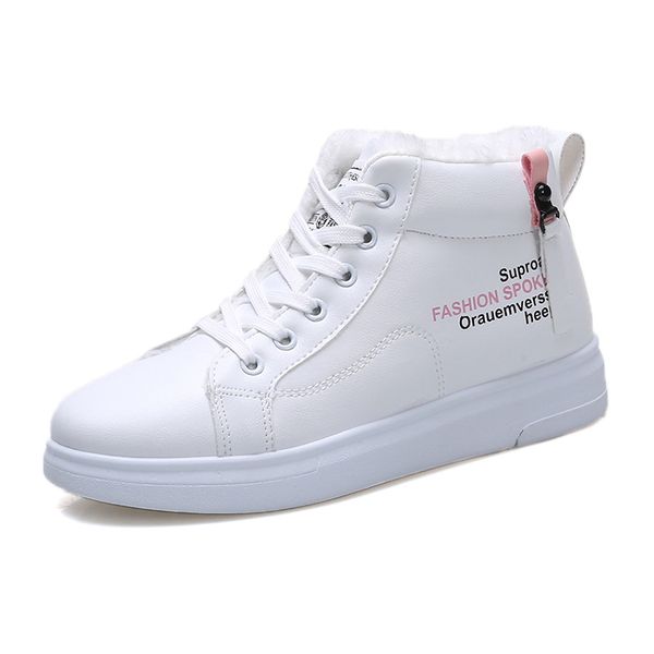 

yeddamavis brand winter boots women ankle boots pink warm plush woman shoes sneakers lace up casual shoes women short snow, Black
