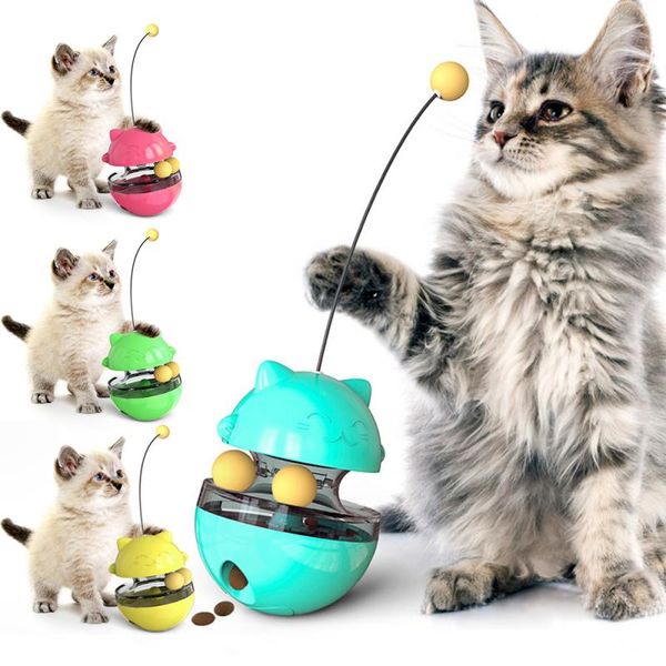 

interactive cat toys funny pet tumbler leakage ball eco-friendly container dispenser cat self teaser stick ball