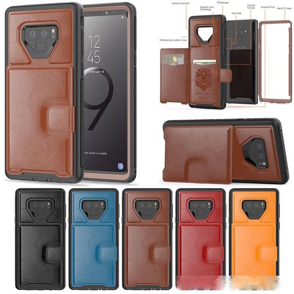 

3 in 1 leather wallet card slot heavy duty hybrid armo rugged impact case for iphone 6 6s 7 8 x xr xs max samsung s9 s10 plus s10e note 9